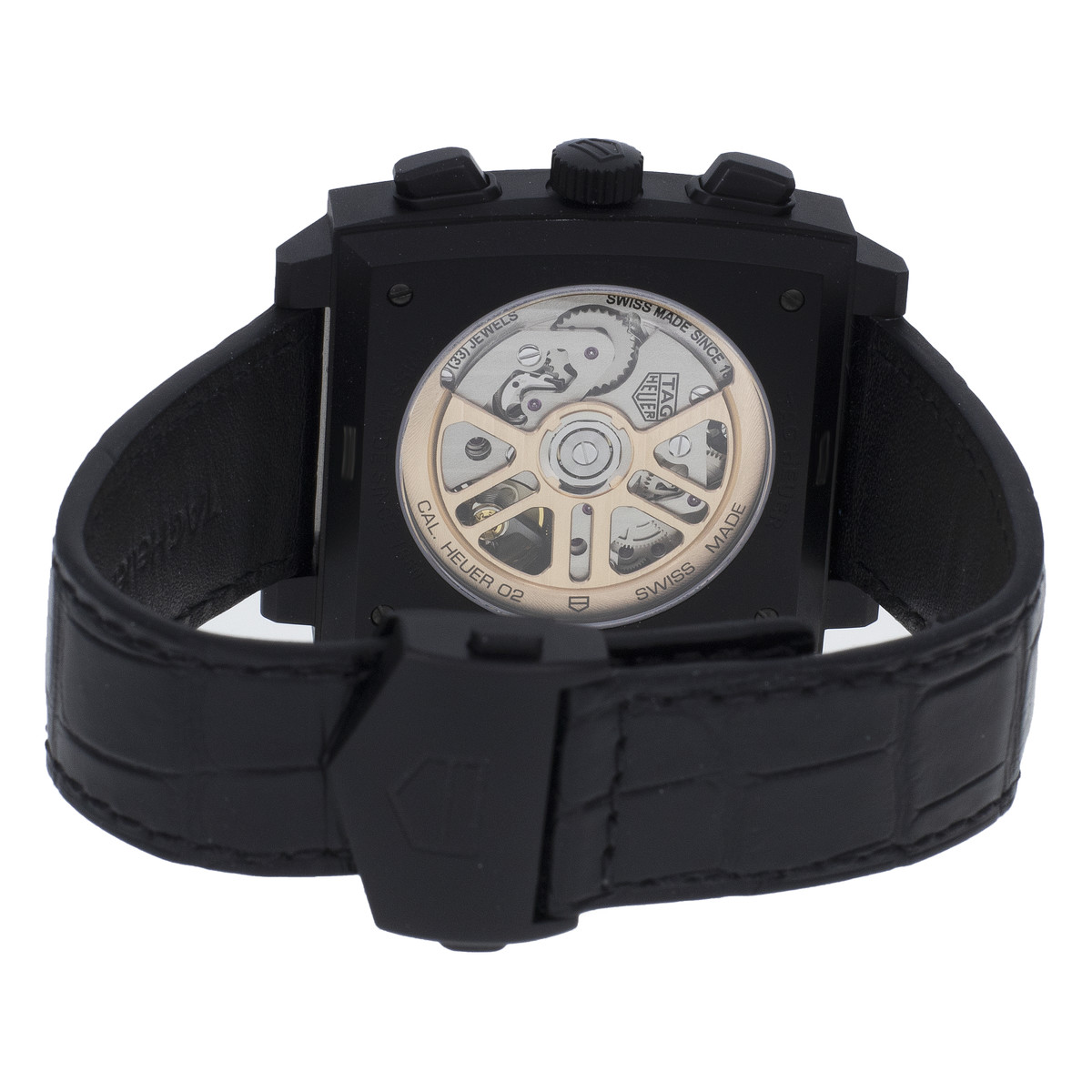 Montre d'occasion TAG Heuer Monaco homme automatique cuir noir - vue 3