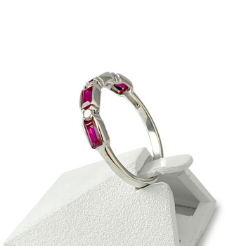 Bague d'occasion or 375 blanc rubis et diamants