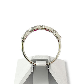 Bague d'occasion or 375 blanc rubis et diamants