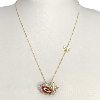 Collier d'occasion or 750 jaune maille forçat 44 cm zirconias laque