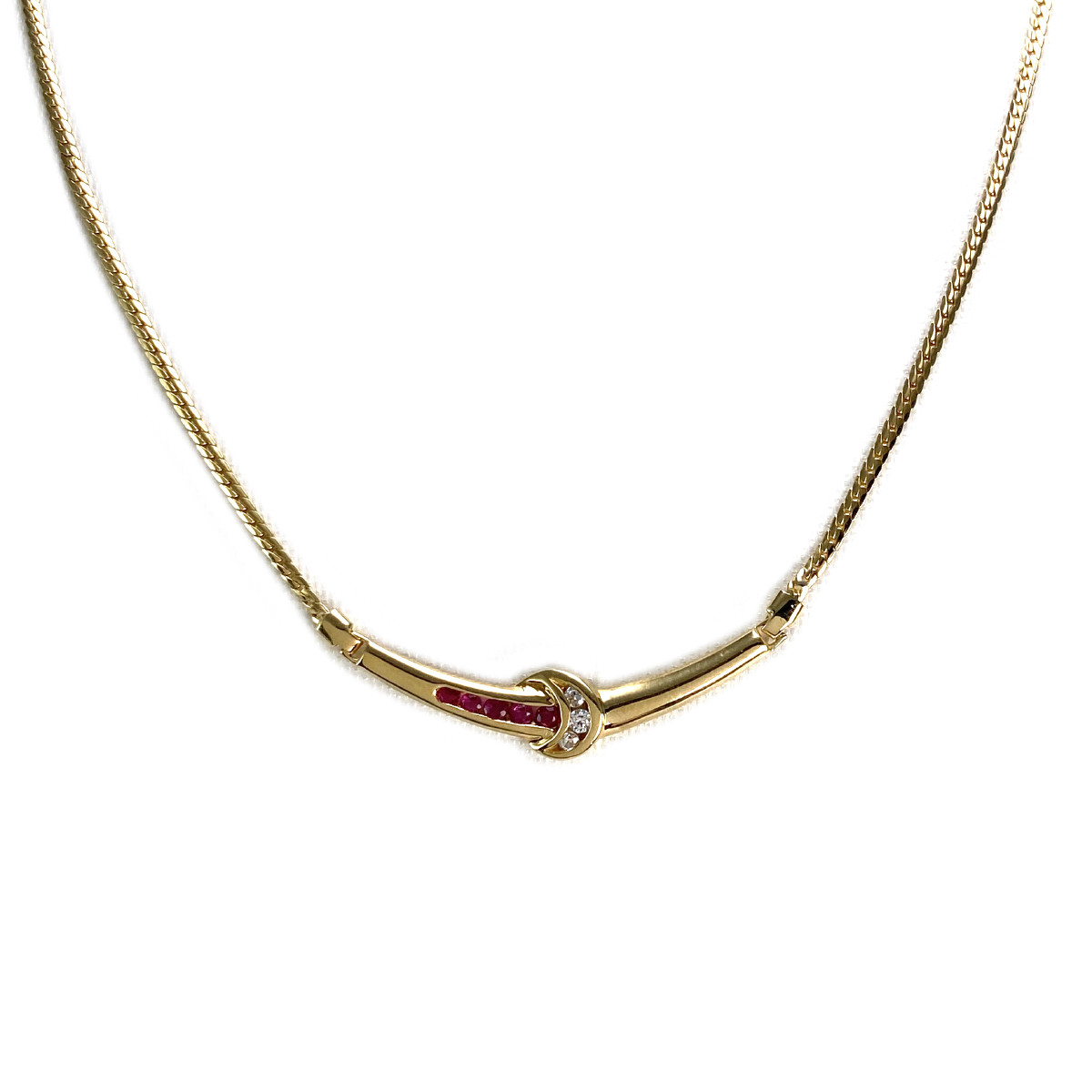 Collier d'occasion or 750 jaune rubis zirconias 43 cm