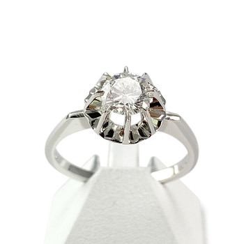Bague d'occasion or 750 blanc diamant