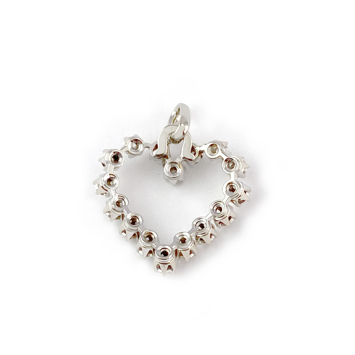 Pendentif coeur d'occasion or 750 blanc diamants - vue 2