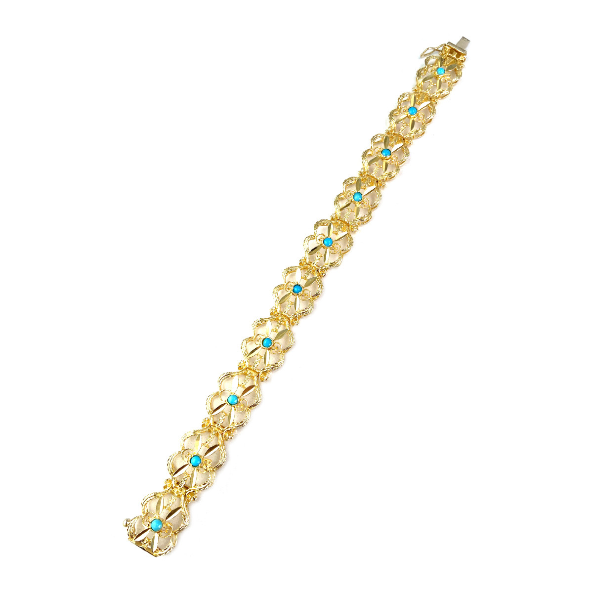 Bracelet d'occasion or 750 jaune turquoises 19 cm - vue 2