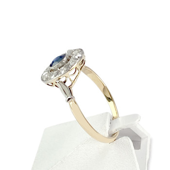 Bague d'occasion or 750 2 tons diamants saphir