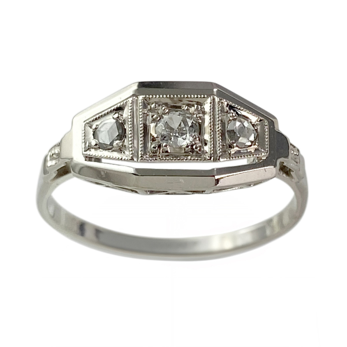 Bague d'occasion or 750 blanc diamants