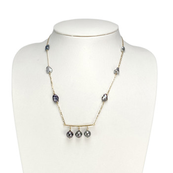 Collier d'occasion or 750 jaune perles de Tahiti et perles Keshi 45.5 cm