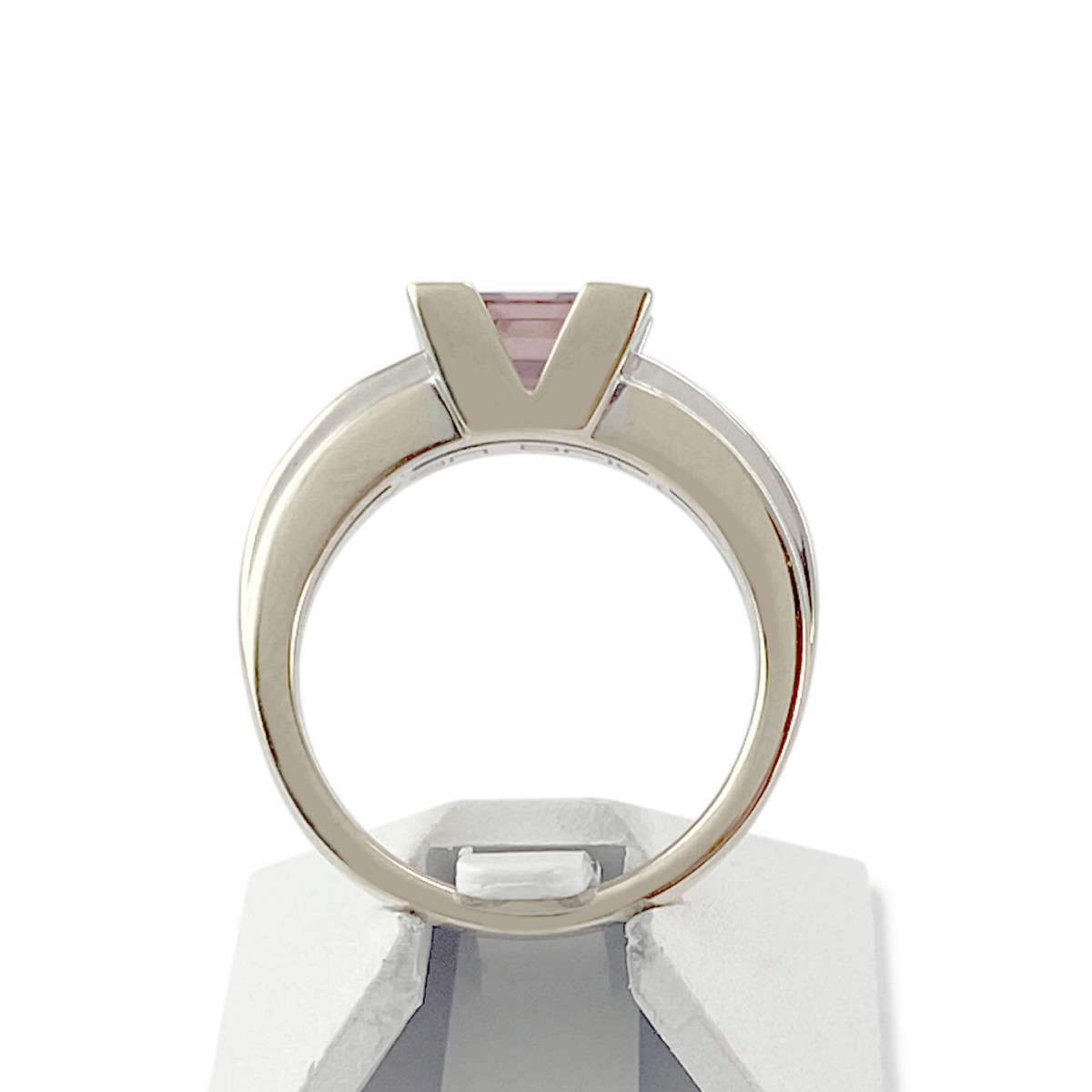 Bague VAN BRILL d'occasion or 750 blanc tourmaline rose diamants - vue 3