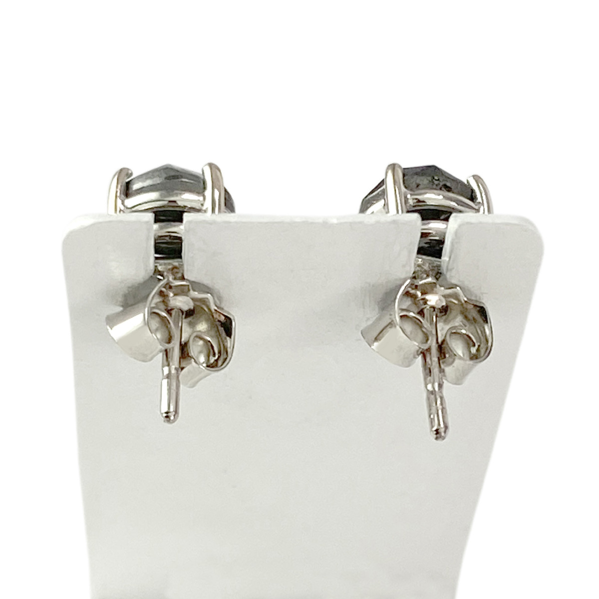 Boucles d'oreilles d'occasion or 750 blanc diamants noirs - vue 3