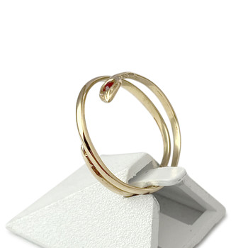 Bague serpent d'occasion or 750 jaune verre rouge