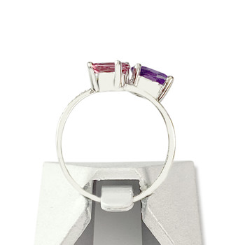 Bague d'occasion or 375 blanc pierres fines et zirconias