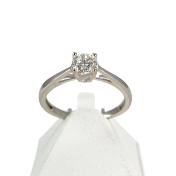 Solitaire d'occasion or 750 blanc diamant 0.50 carat
