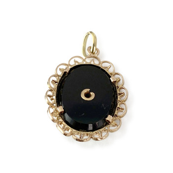 Pendentif d'occasion or 750 jaune onyx perle de culture de Chine