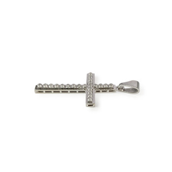 Pendentif croix d'occasion or 750 blanc diamants
