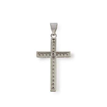Pendentif croix d'occasion or 750 blanc diamants
