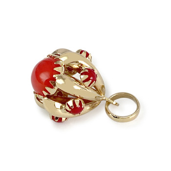 Pendentif d'occasion or 750 jaune pierres imitation rouges