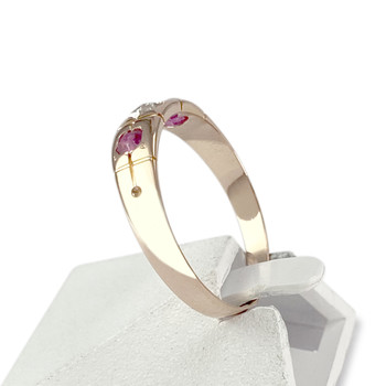 Bague d'occasion or 750 rose pierres blanches et roses