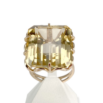 Bague d'occasion or 750 jaune citrine rectangle
