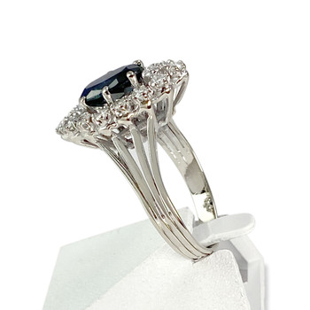 Bague d'occasion or 750 blanc saphir diamants