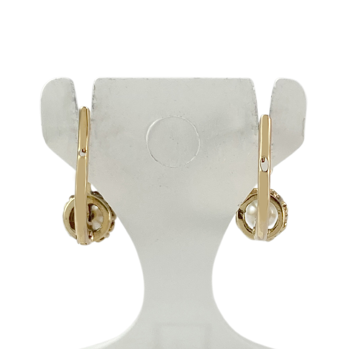 Boucles d'oreilles d'occasion or 585 2 tons diamants perles - vue 3