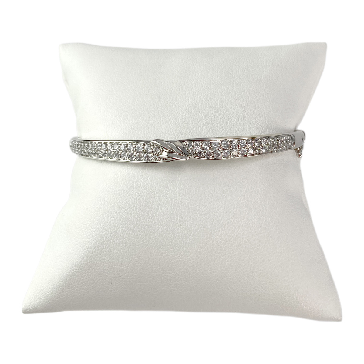 Bracelet jonc d'occasion or 375 blanc zirconias