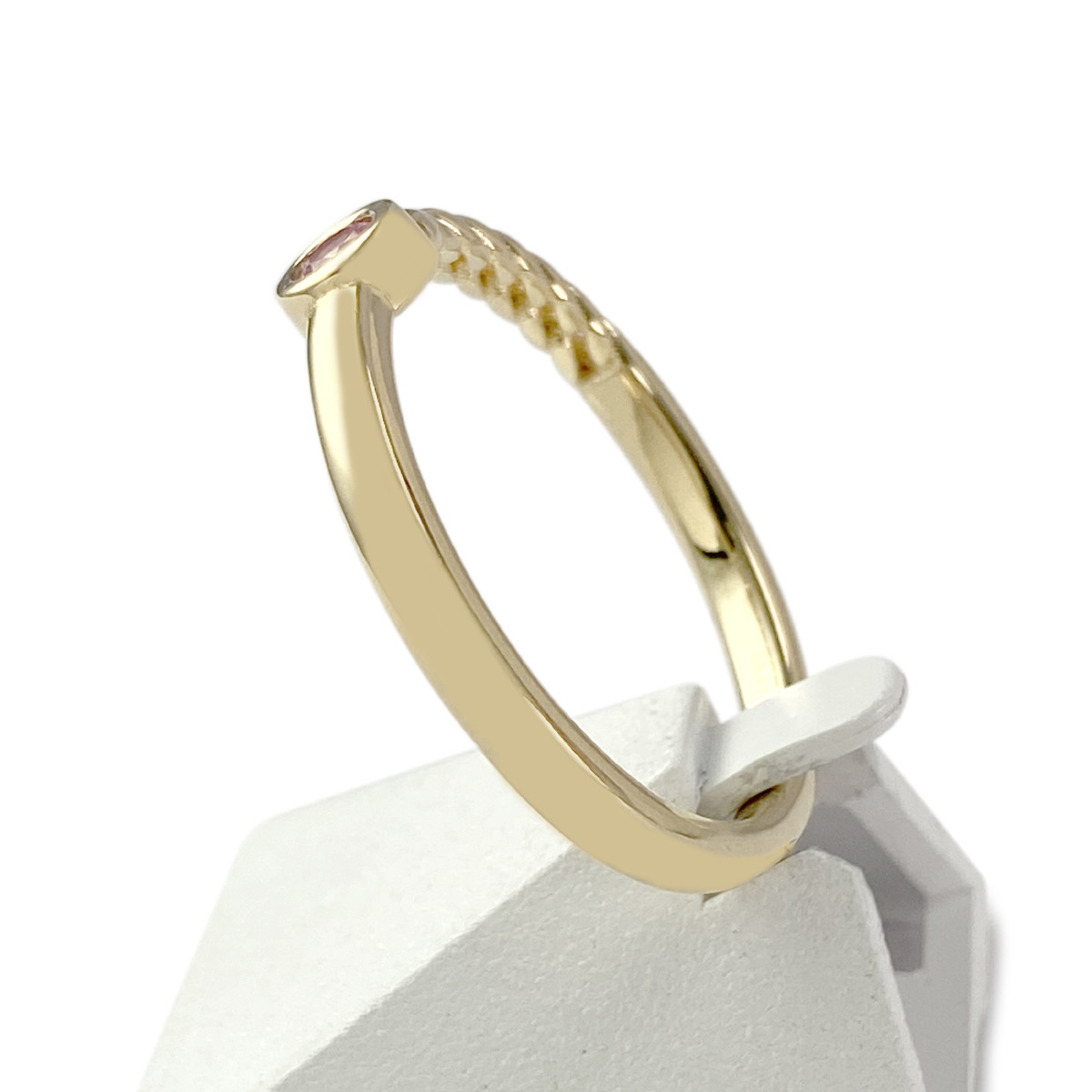 Bague d'occasion or 750 jaune saphir rose - vue 2