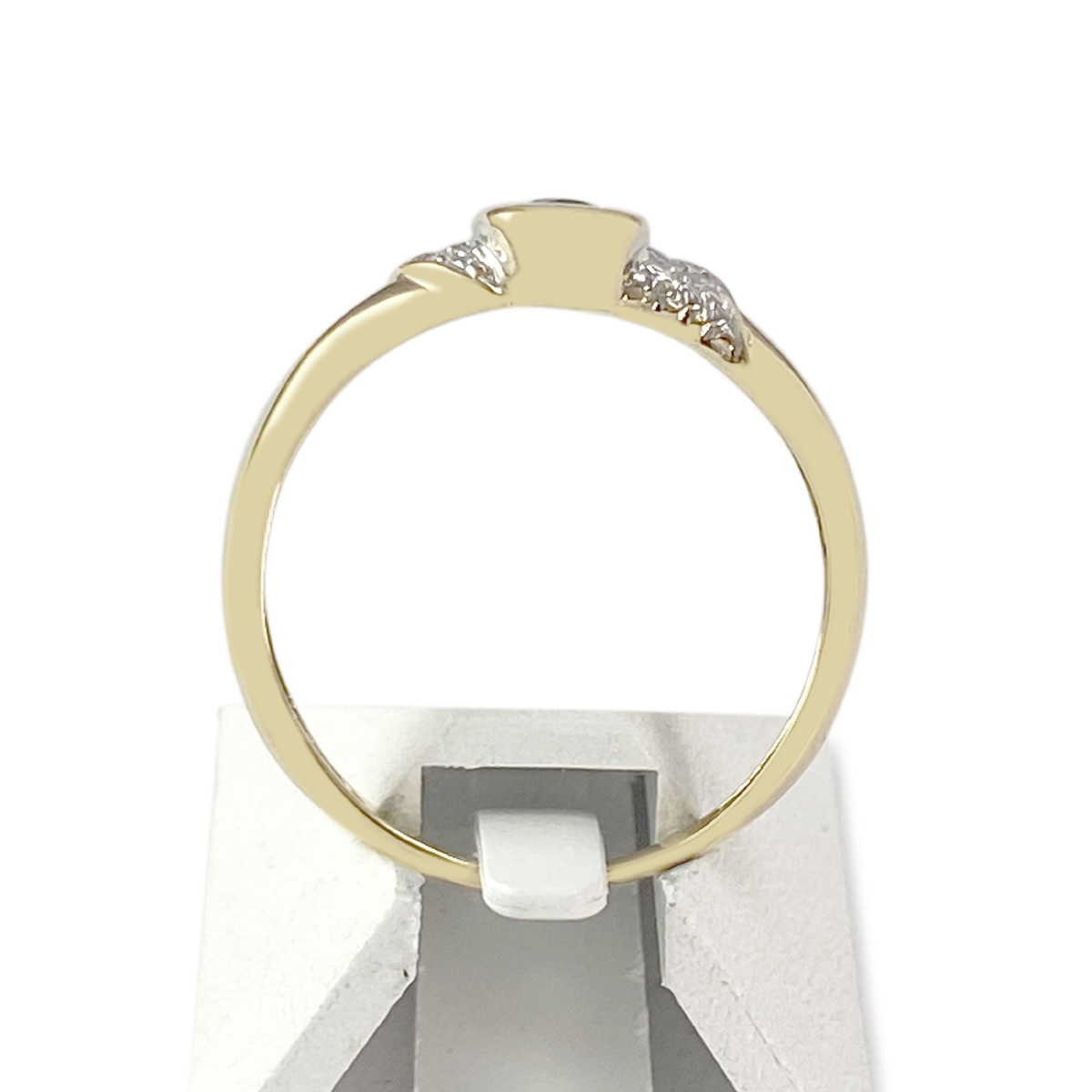 Bague d'occasion or 750 jaune et rhodié saphir diamants - vue 3