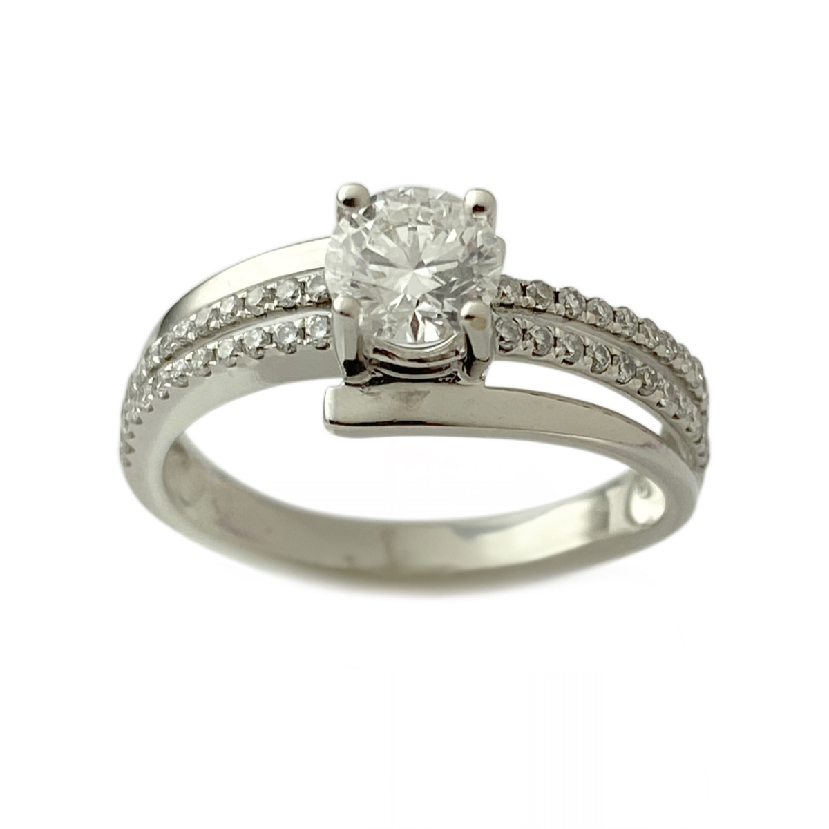 Bague d'occasion or 750 blanc diamants