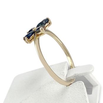 Bague d'occasion or 375 jaune, saphirs, motif papillon.