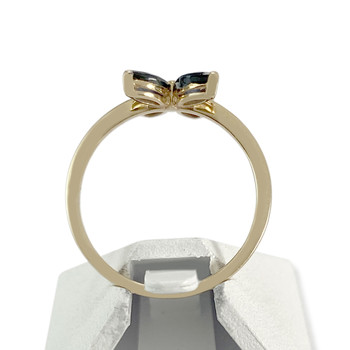 Bague d'occasion or 375 jaune, saphirs, motif papillon.