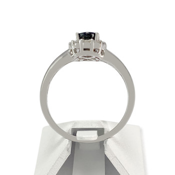 Bague d'occasion or 750 blanc saphir ovale et diamants