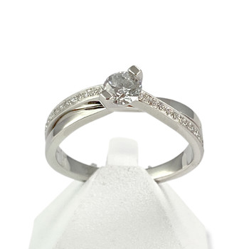 Bague d'occasion or 750 blanc diamants