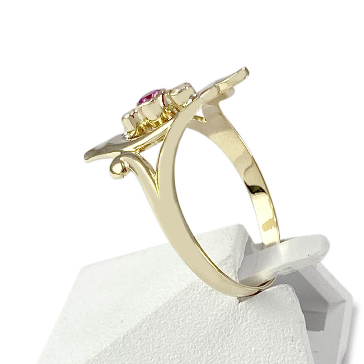Bague d'occasion or 750 jaune perles rubis - vue 2