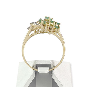 Bague d'occasion or 750 jaune 2tons emeraude diamants