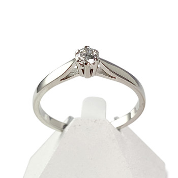 Solitaire d'occasion gold 750 white diamond 0.12 carat