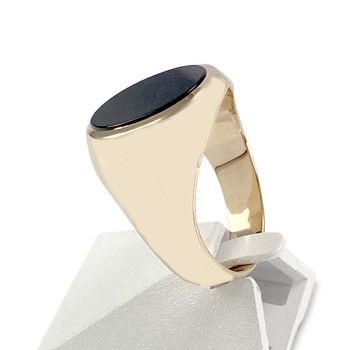 Chevalière d'occasion or 750 jaune onyx