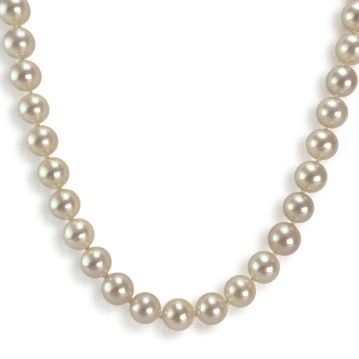Collier choker d'occasion or 750 jaune perles de culture du japon diamants 105 cm