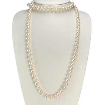 Collier choker d'occasion or 750 jaune perles de culture du japon diamants 105 cm
