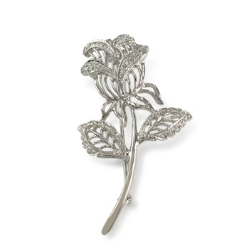 Second-hand brooch 750 gold white rose
