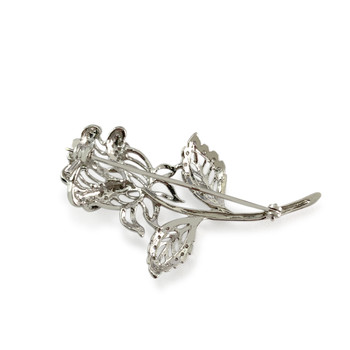 Second-hand brooch 750 gold white rose