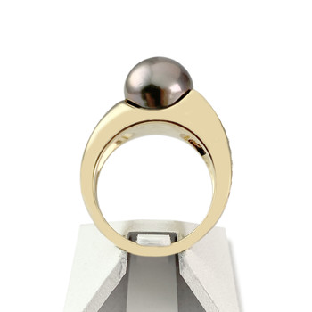 Bague d'occasion or 750 jaune perle de tahiti et diamants