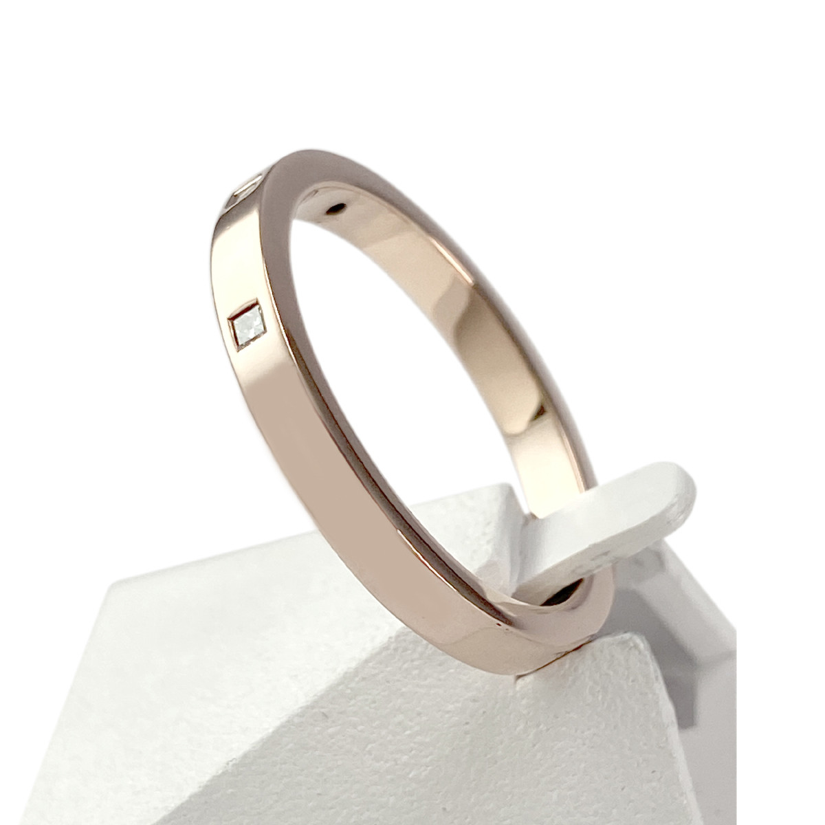 Bague d'occasion or 375 rose diamants - vue 2