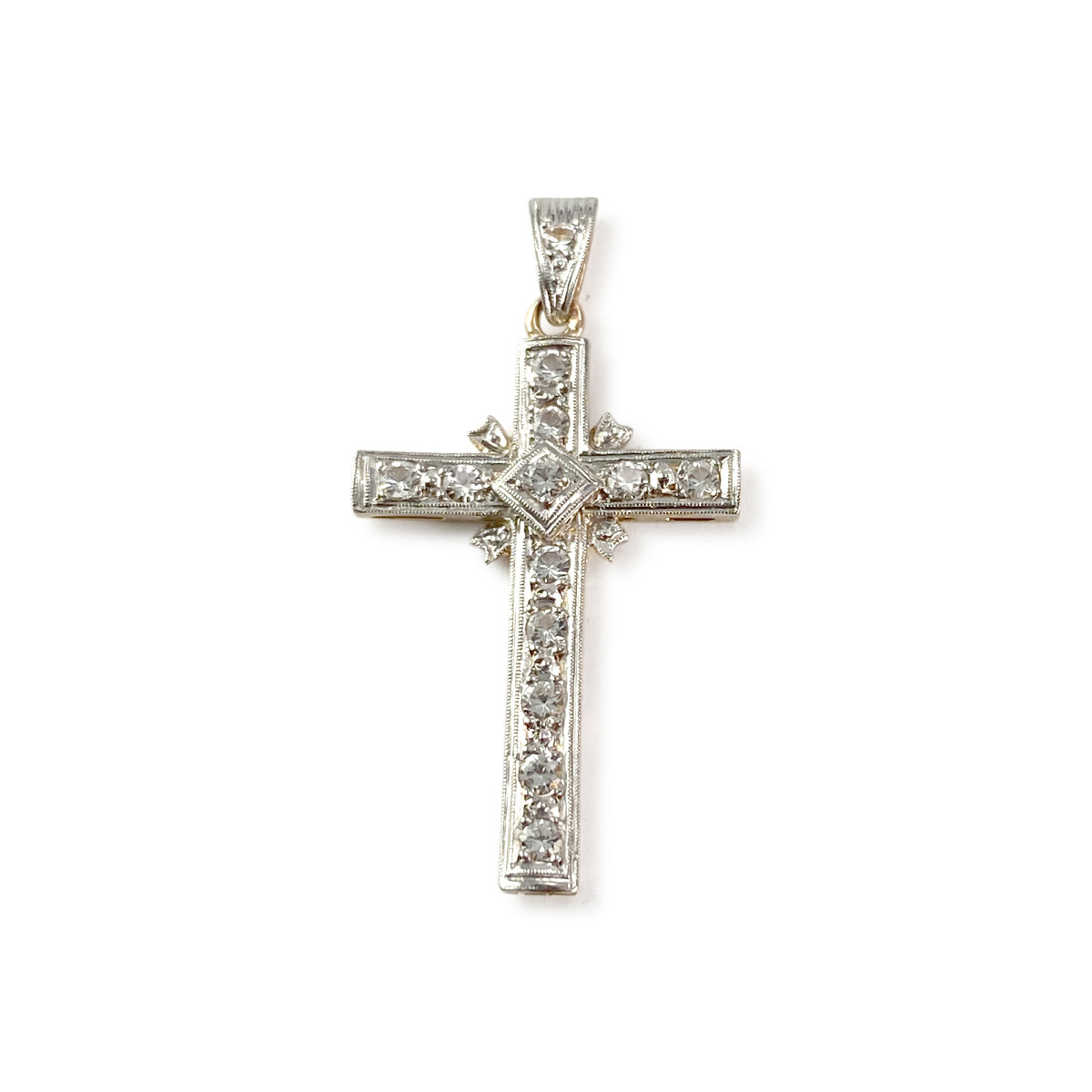 Pendentif d'occasion or 750 jaune 2tons pierres blanches