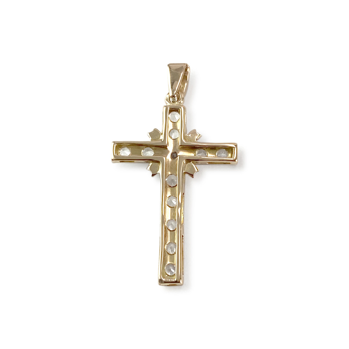 Pendentif d'occasion or 750 jaune 2tons pierres blanches - vue 2