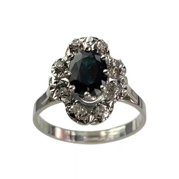 Second-hand gold 750 white sapphire diamond ring