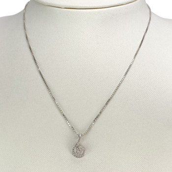 Collier d'occasion or 750 blanc diamants 40 cm