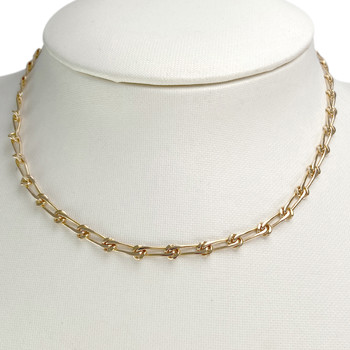 Collier d'occasion or 750 jaune maille cheval alternée 35 cm