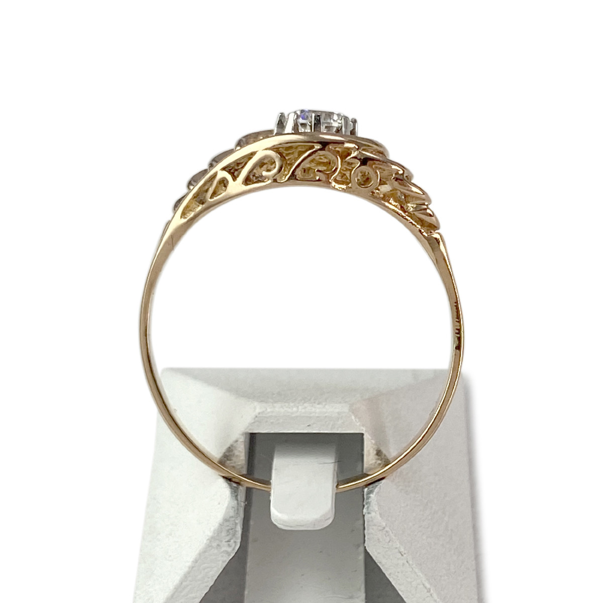 Bague d'occasion or 750 jaune 2tons spinelle synthétique - vue 3