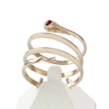 Bague serpent d'occasion or 750 rose pierre synthétique