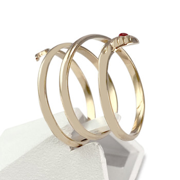 Bague serpent d'occasion or 750 rose pierre synthétique